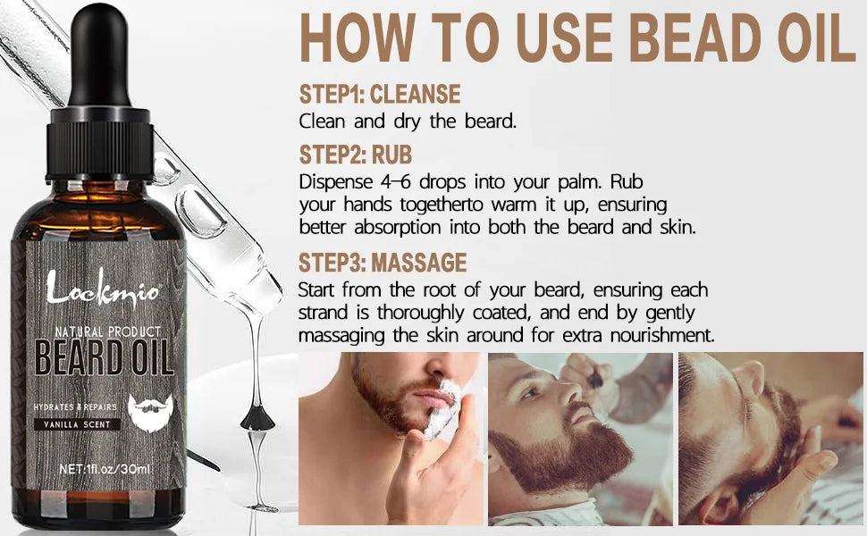 🧔 LOCKMIO – Huile à Barbe Naturelle Vanille