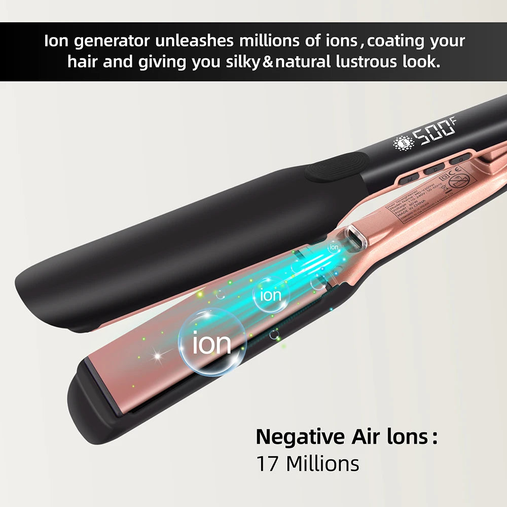 🔥 Lisseur Professionnel 500°F – Plaques Larges & Ions Plasma