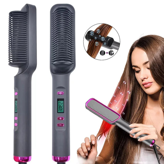🔥 Peigne Lissant Électrique – Brosse Chauffante Anti-Brûlure