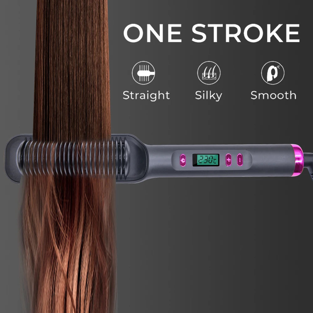 🔥 Peigne Lissant Électrique – Brosse Chauffante Anti-Brûlure