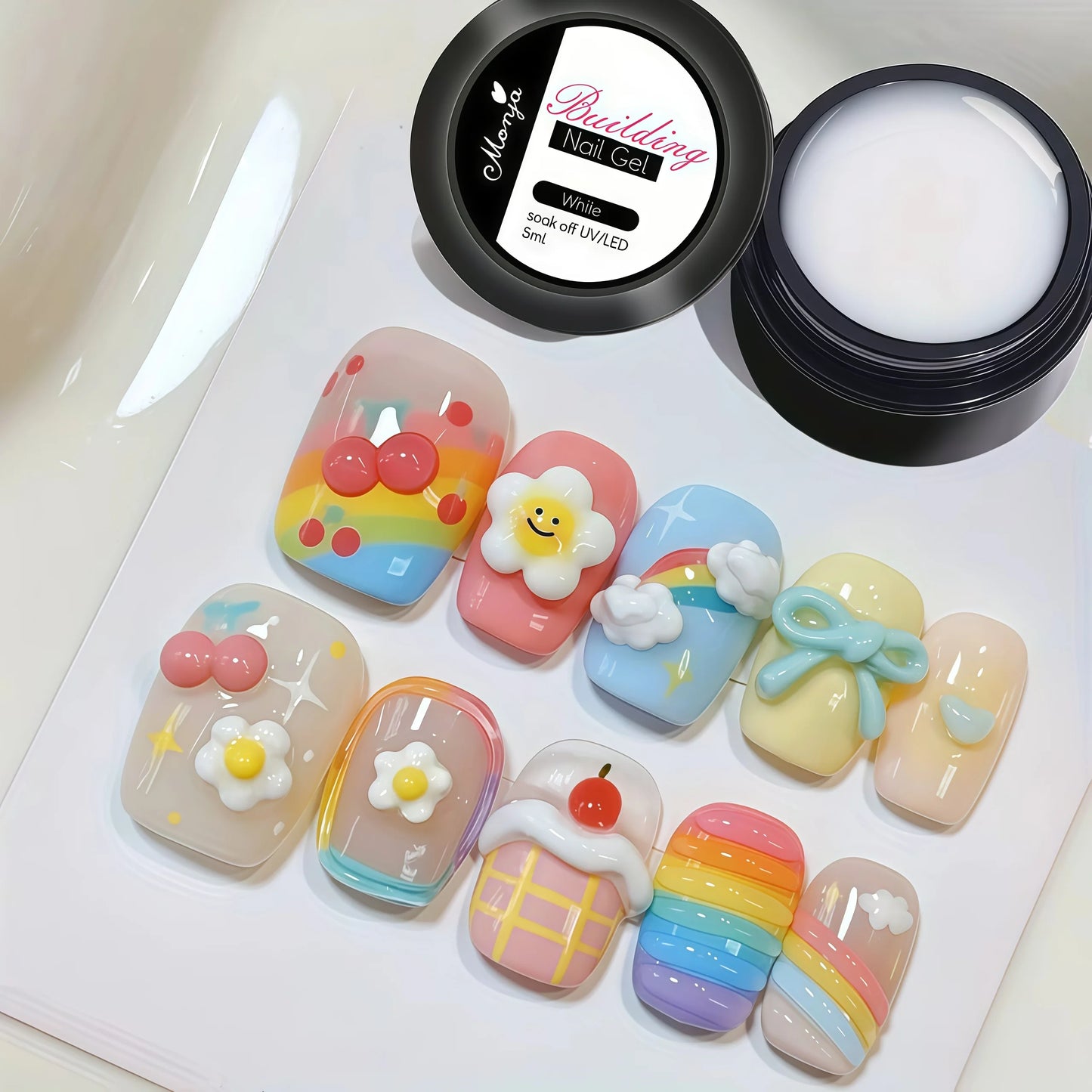 Gel 3D Professionnel pour Ongles – Créations Relief (Nœuds, Lettres, Designs) – Finition Sans Résidu