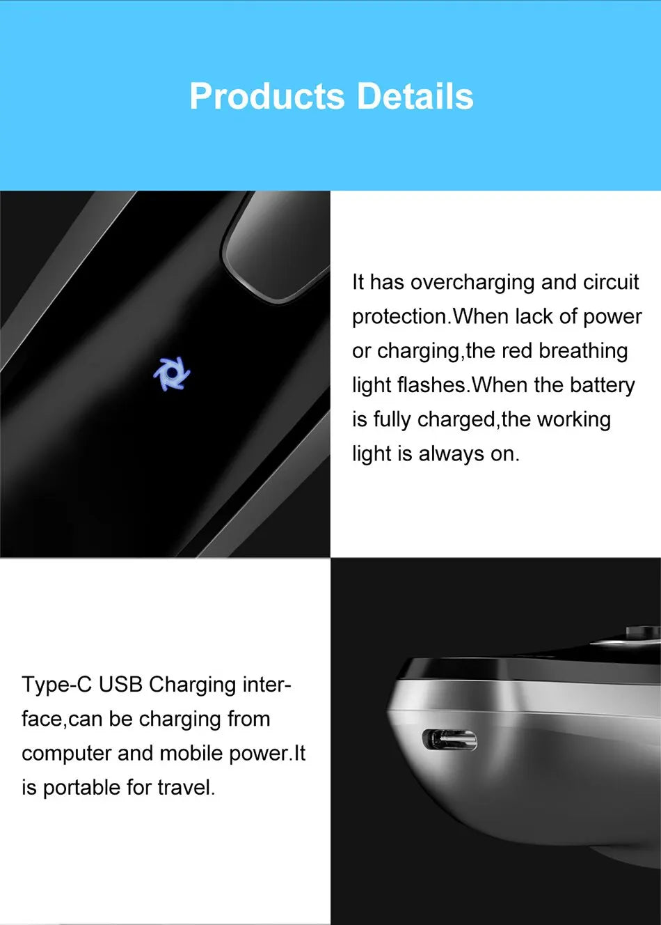 🪒 ENCHEN Blackstone – Rasoir Électrique 3D Rechargeable