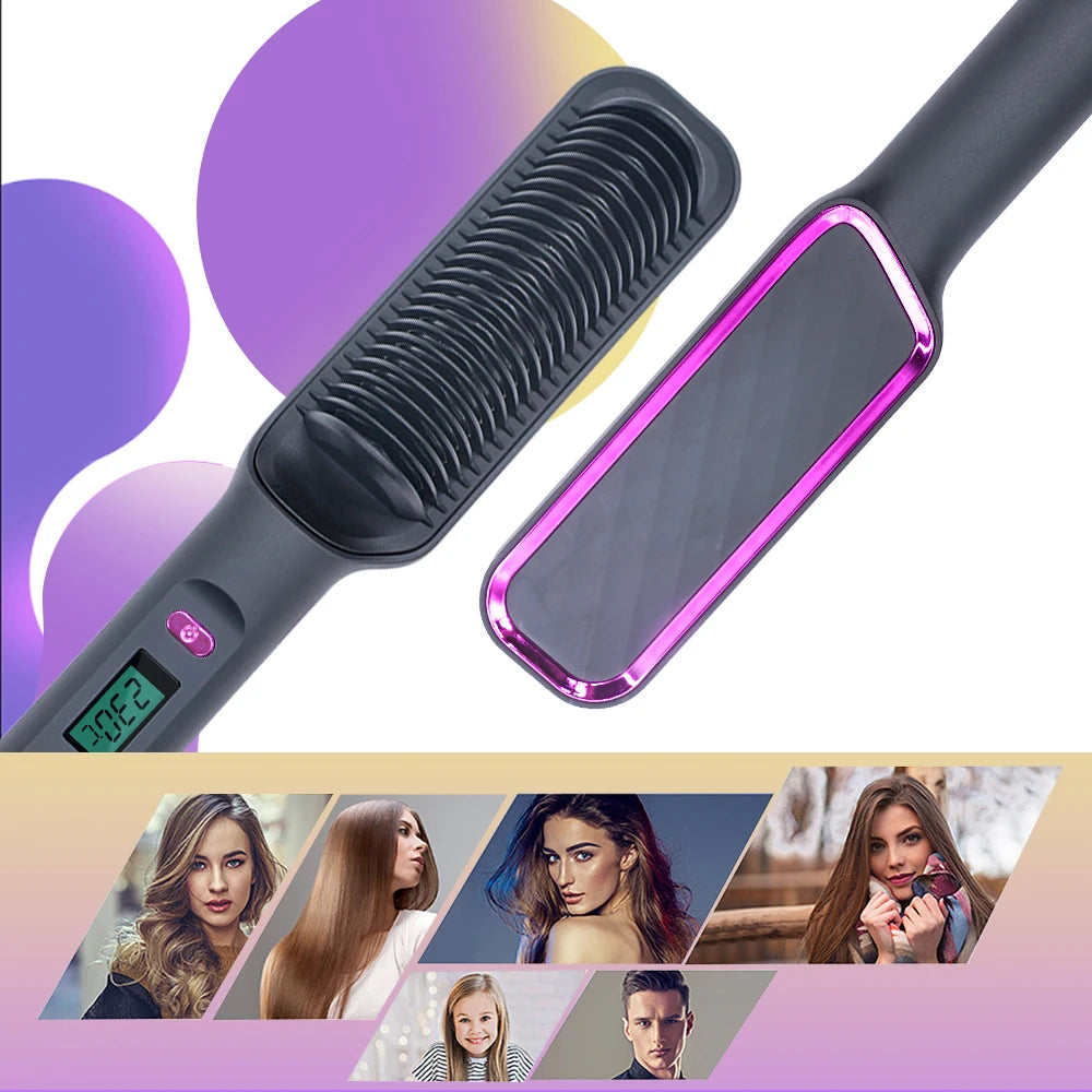 🔥 Peigne Lissant Électrique – Brosse Chauffante Anti-Brûlure