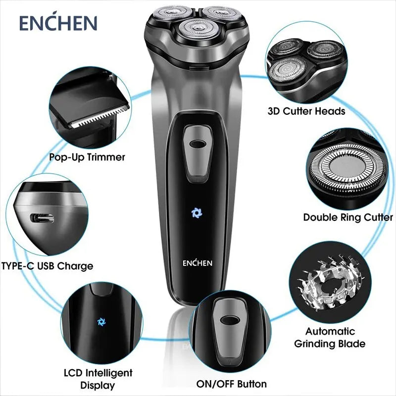 🪒 ENCHEN Blackstone – Rasoir Électrique 3D Rechargeable