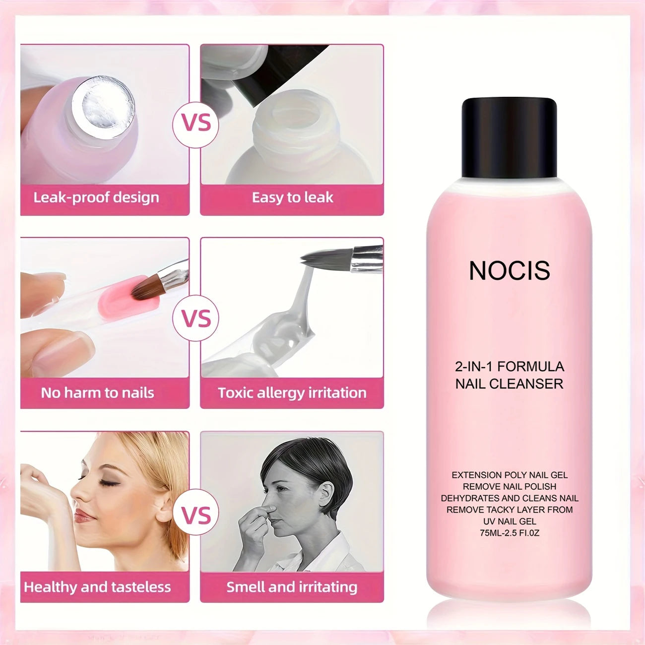 Gel 2-en-1 Nettoyant & Dissolvant Ongles 💅 | Solution Professionnelle Poly Gel Anti-Stick pour Manucure Parfaite