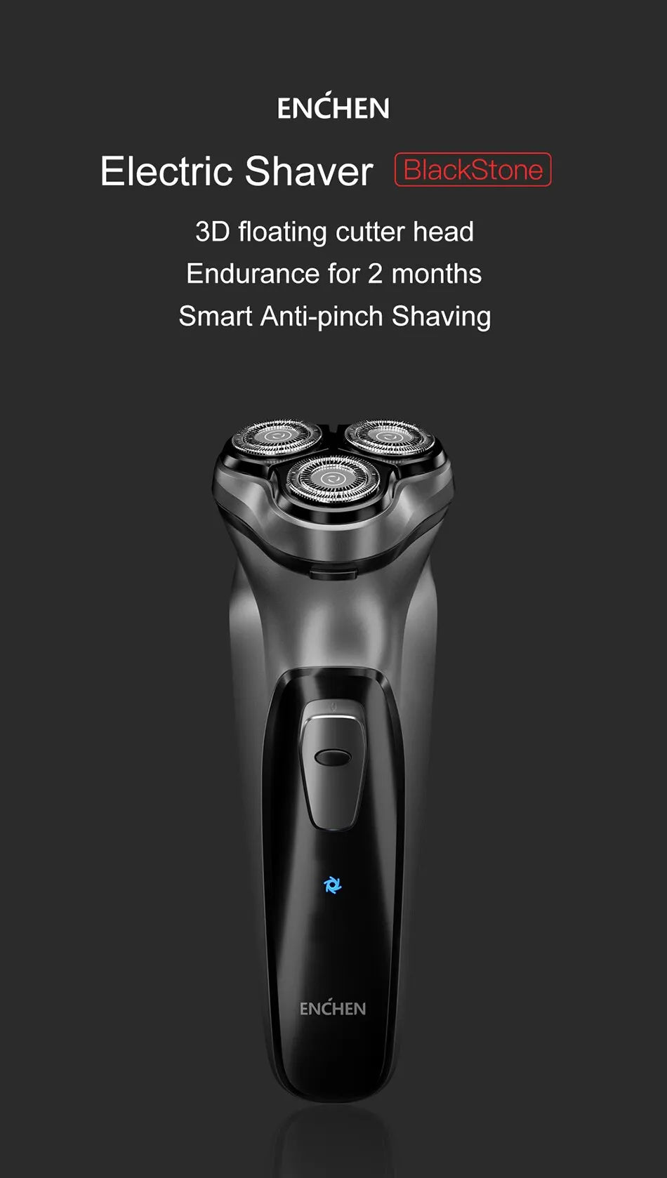 🪒 ENCHEN Blackstone – Rasoir Électrique 3D Rechargeable