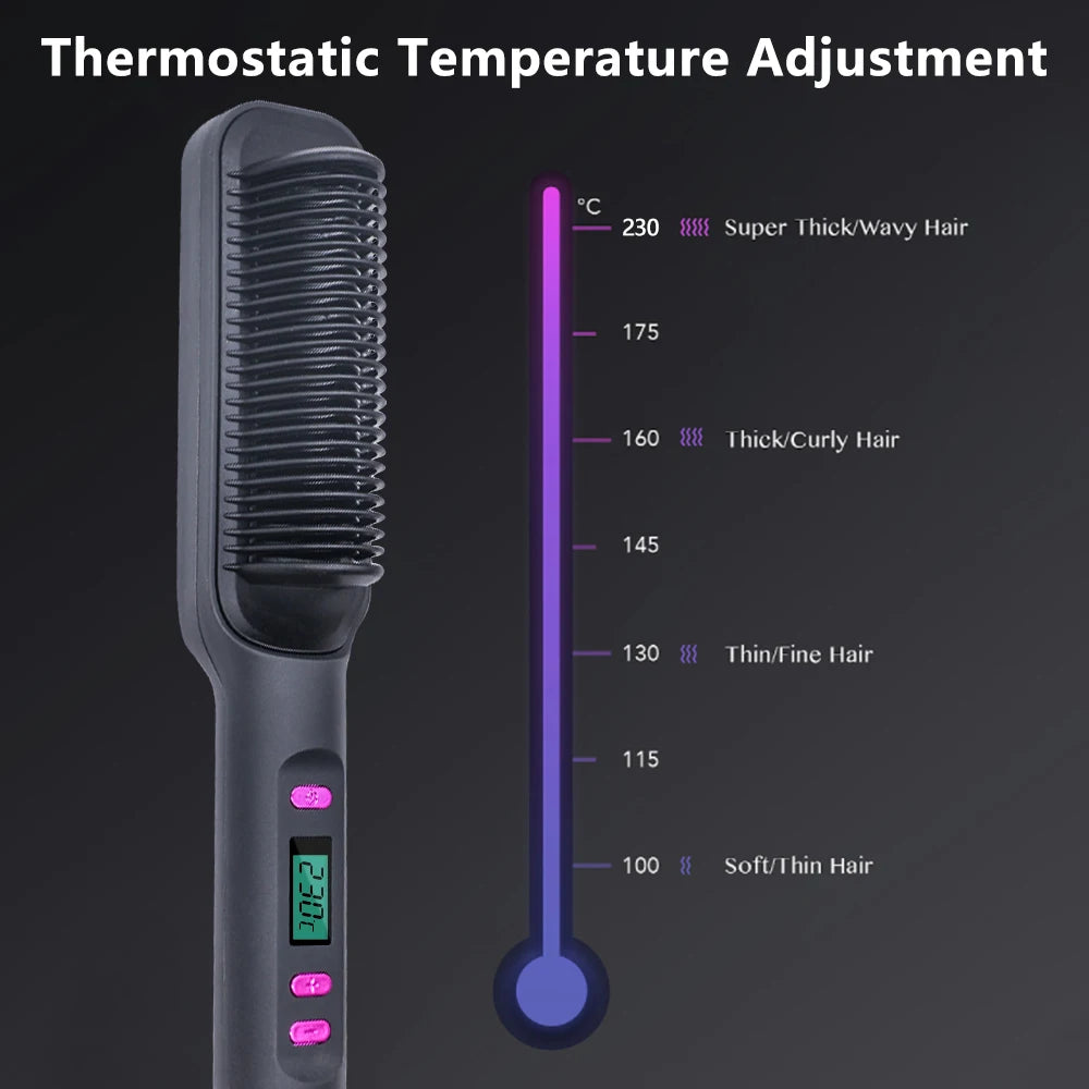 🔥 Peigne Lissant Électrique – Brosse Chauffante Anti-Brûlure