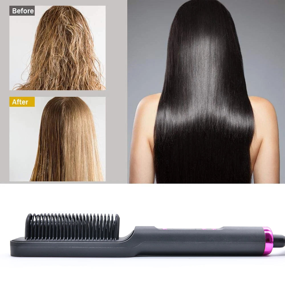 🔥 Peigne Lissant Électrique – Brosse Chauffante Anti-Brûlure