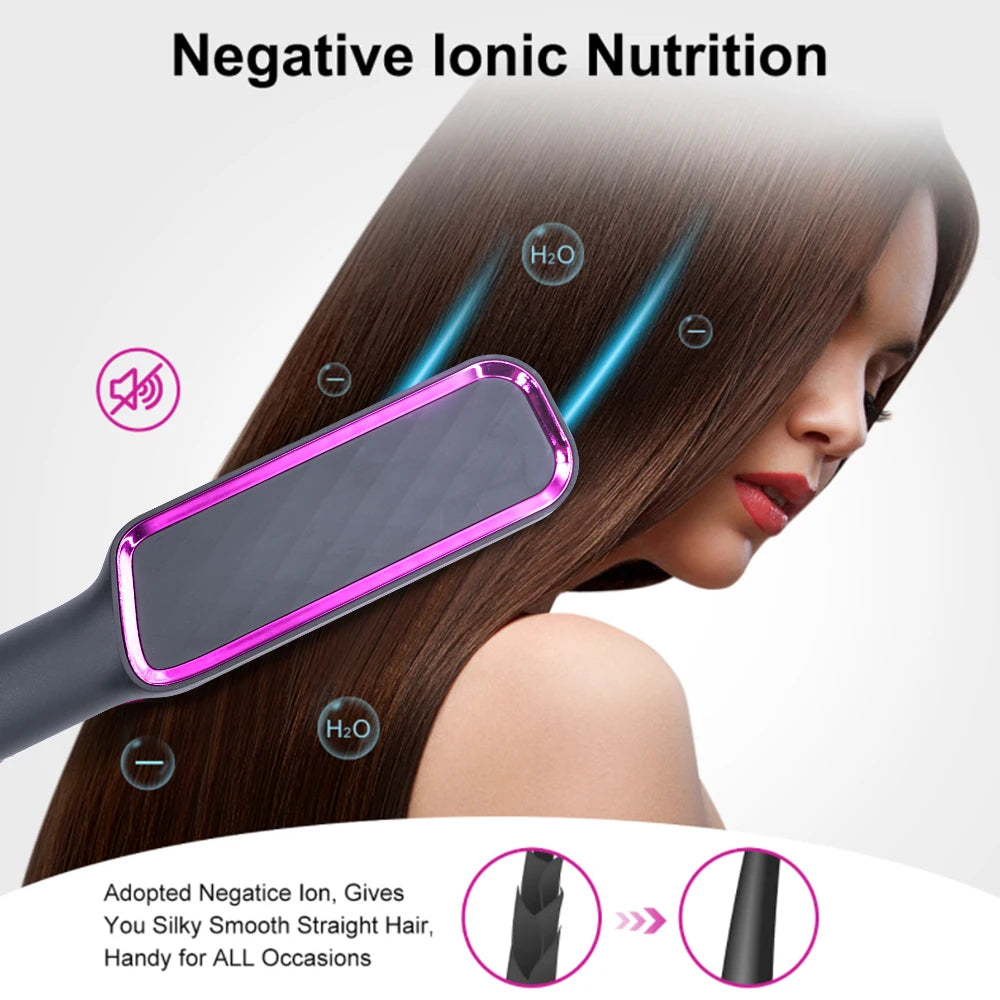 🔥 Peigne Lissant Électrique – Brosse Chauffante Anti-Brûlure