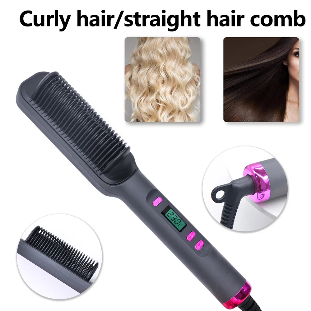 🔥 Peigne Lissant Électrique – Brosse Chauffante Anti-Brûlure