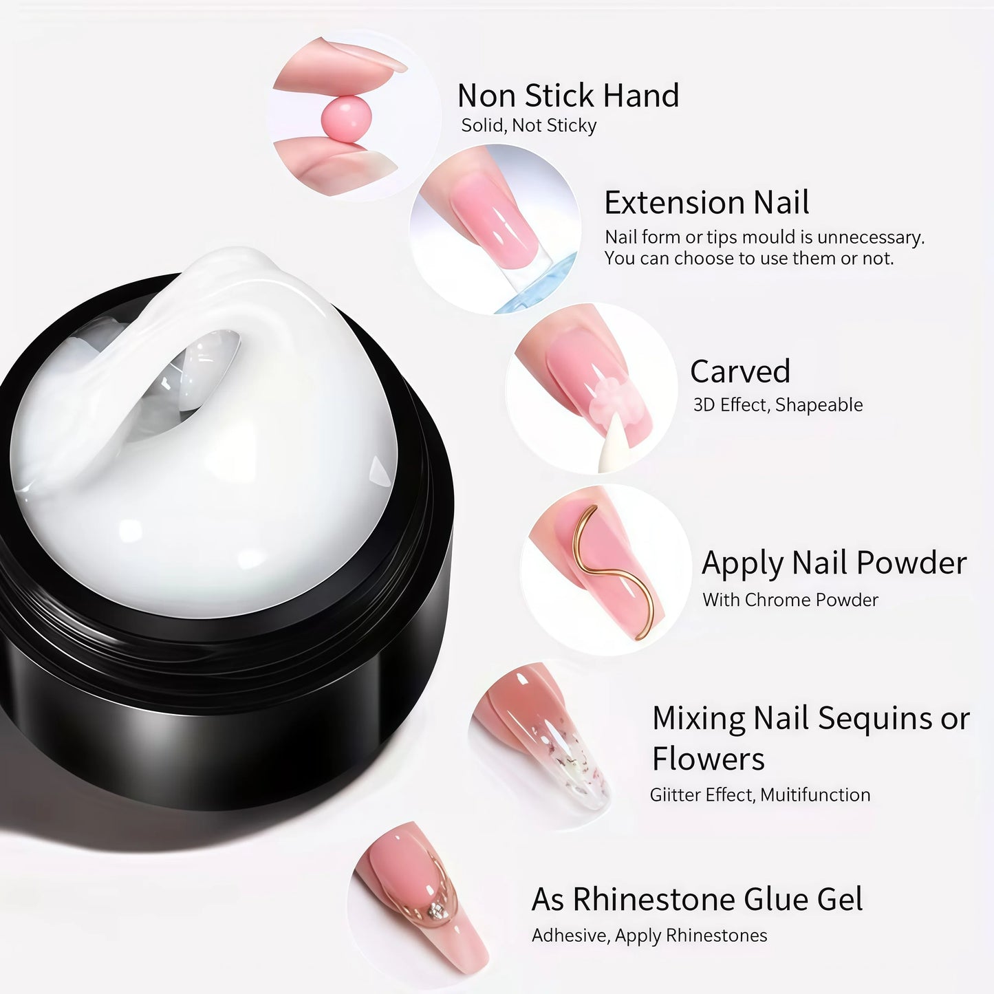 Gel 3D Professionnel pour Ongles – Créations Relief (Nœuds, Lettres, Designs) – Finition Sans Résidu