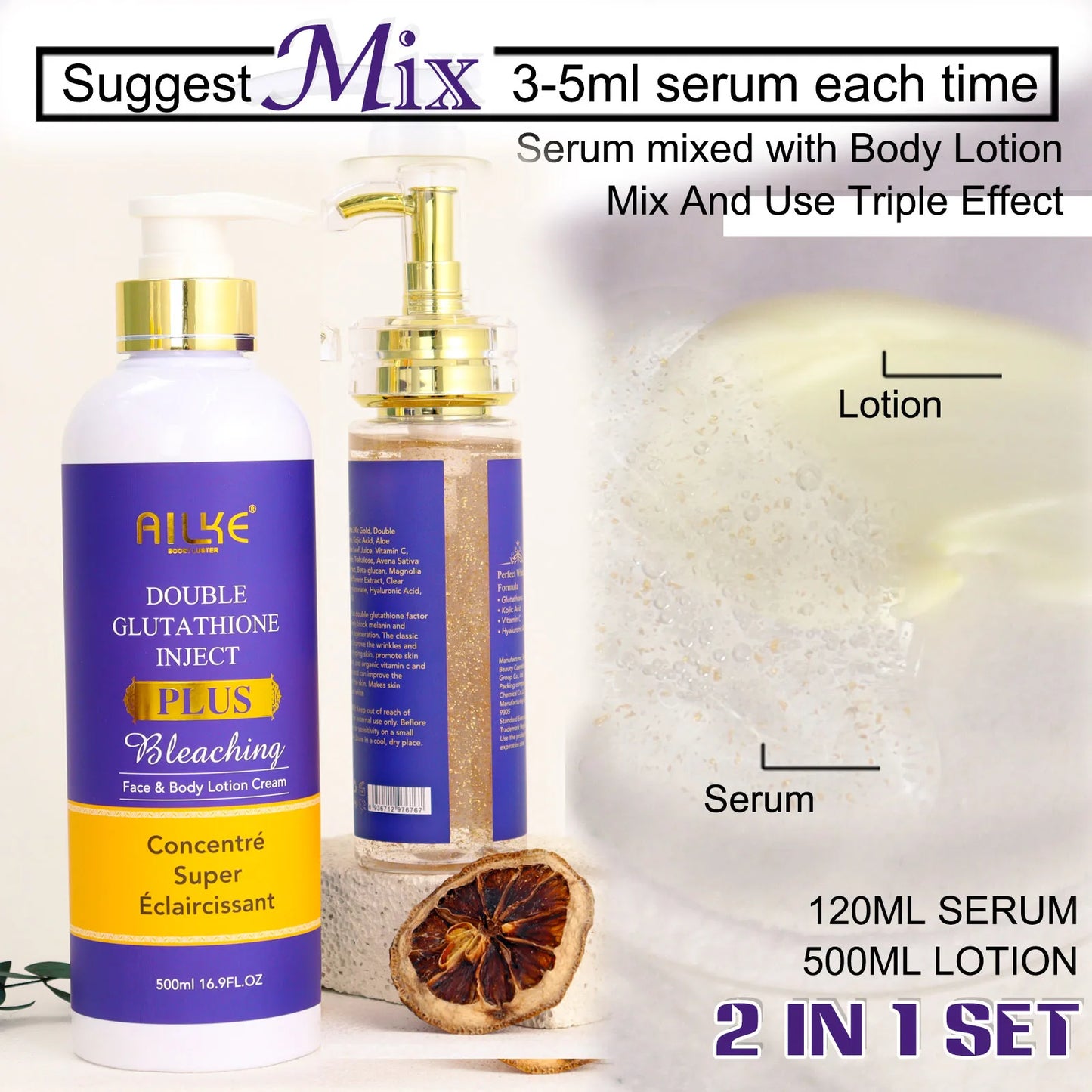 ✨ AILKE Glutathione PLUS – Kit Éclaircissant & Hydratant