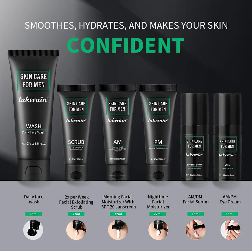 Kit Facial Tout-en-Un pour Homme – Peau Fraîche, Hydratée et Visiblement Jeune