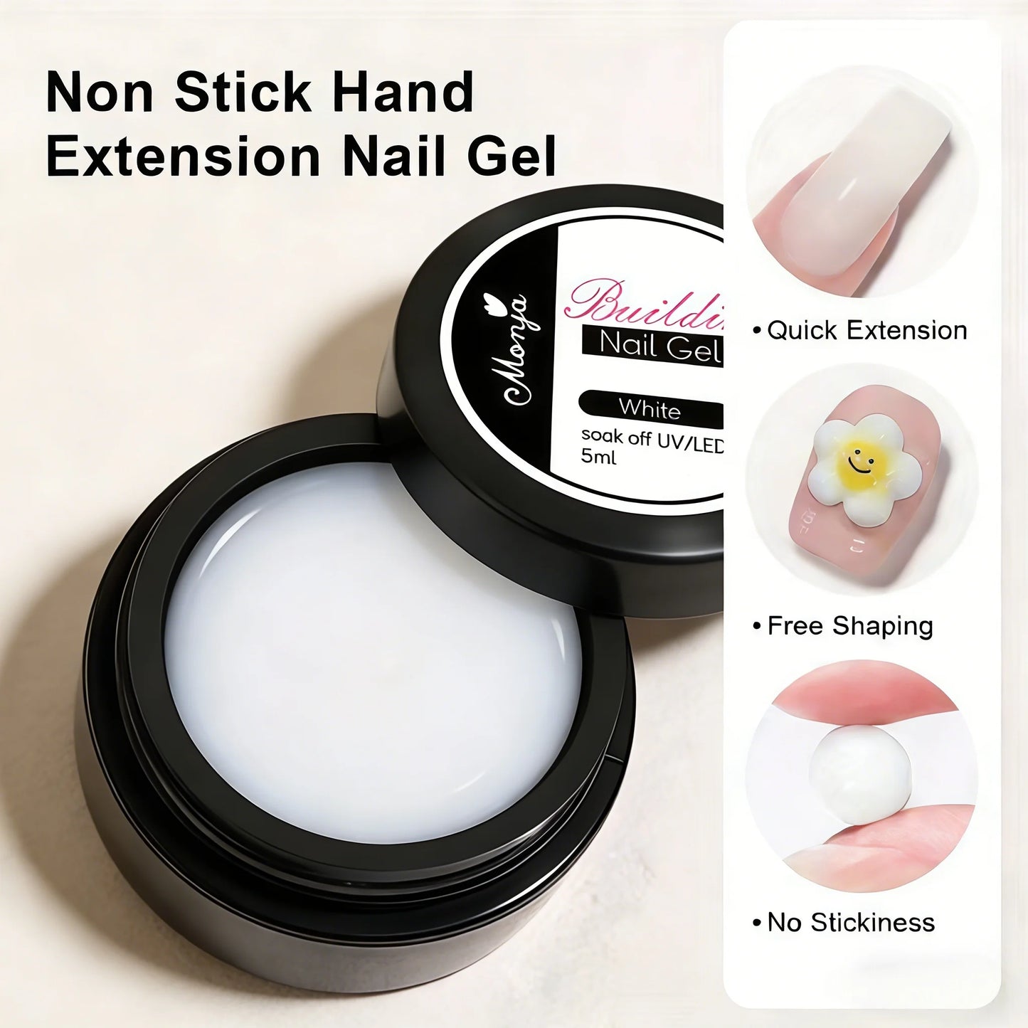 Gel 3D Professionnel pour Ongles – Créations Relief (Nœuds, Lettres, Designs) – Finition Sans Résidu