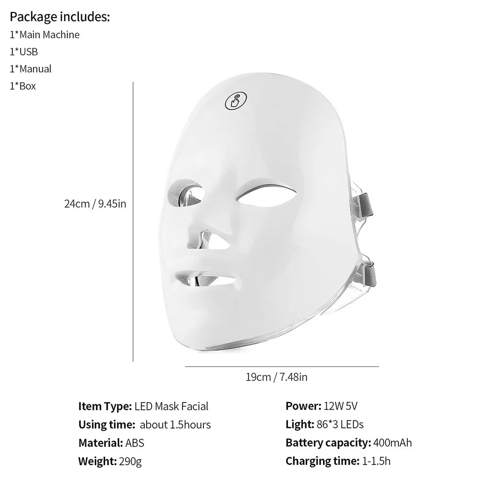 💡 Masque LED 7 Couleurs – Soin Visage Photon