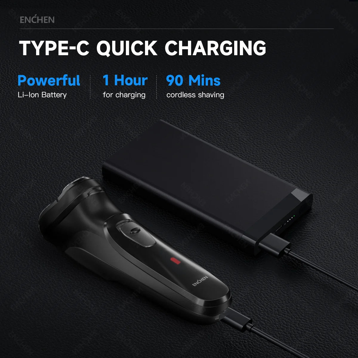 🪒 ENCHEN Blackstone – Rasoir Électrique 3D Rechargeable